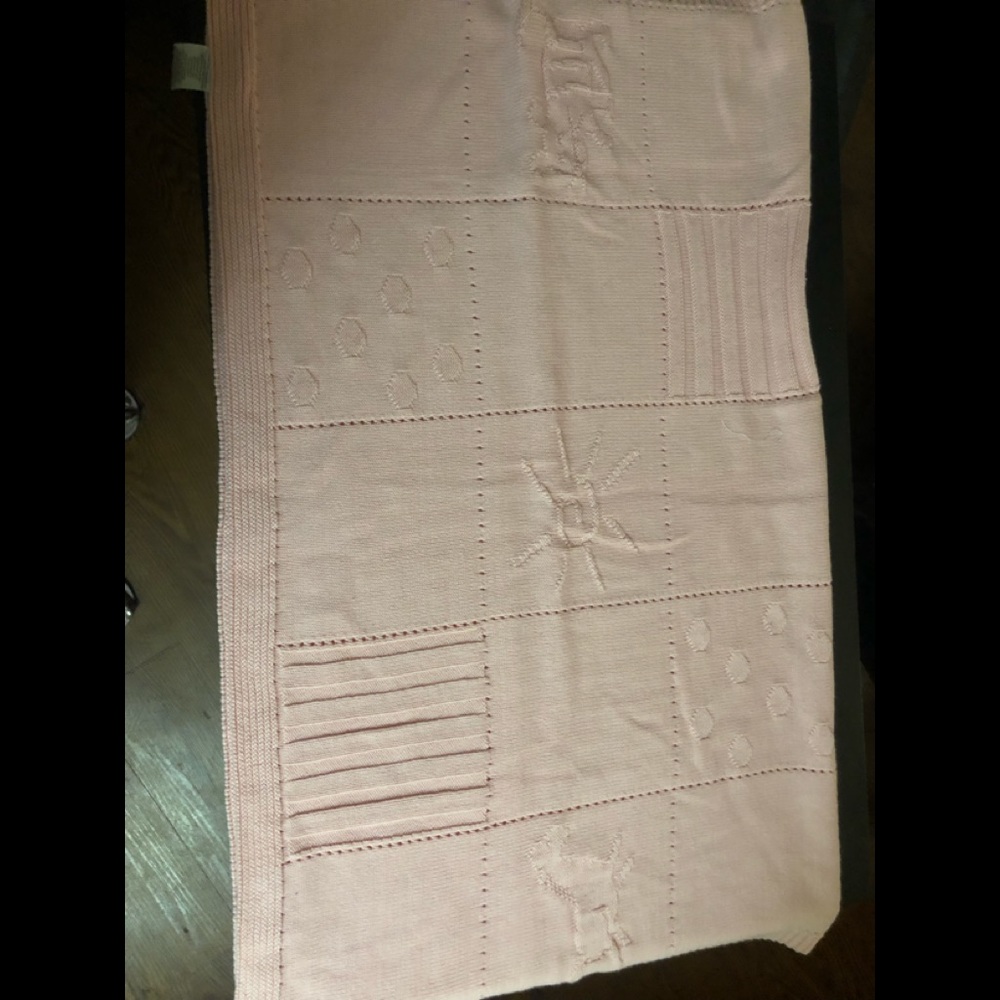 Pink knit baby blanket